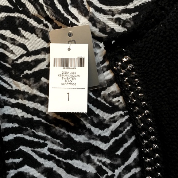 Chico’s Zebra Lined Short Cardigan Sz 1 (8) - Picture 3 of 7